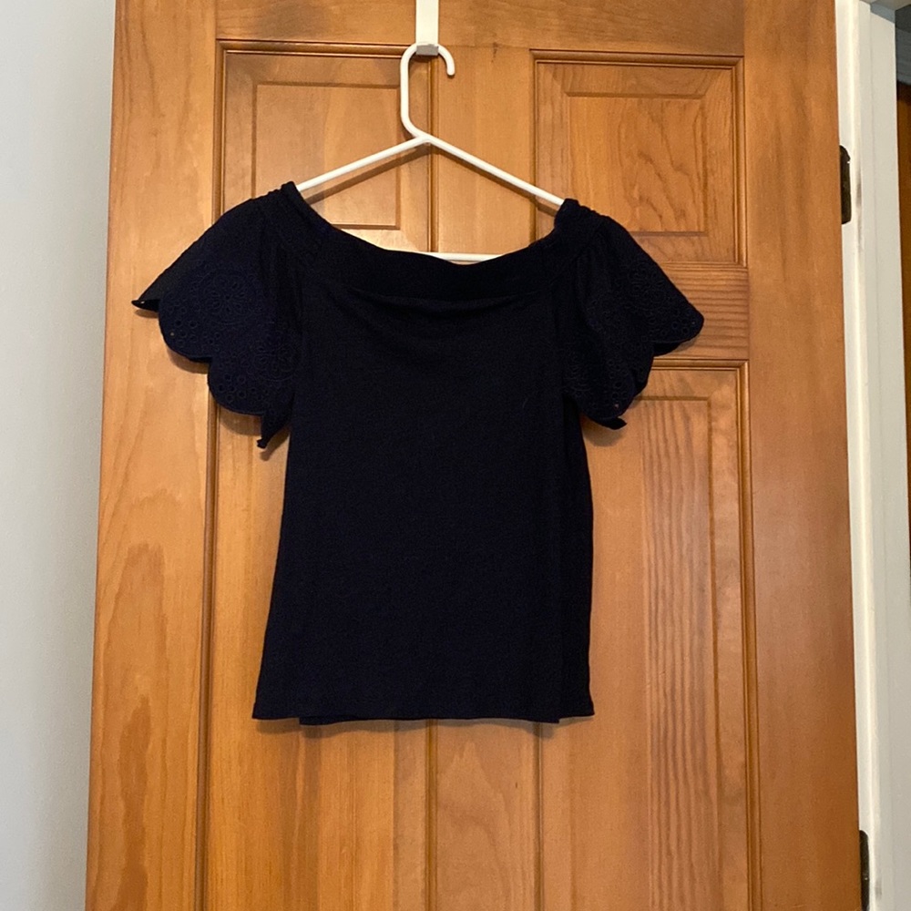 Navy eyelet shirt